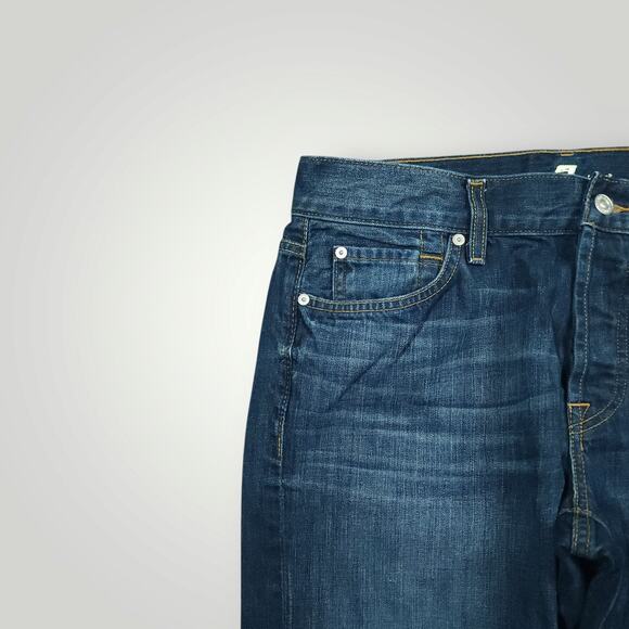 7 For All Mankind Jeans Mens 34 Standard Button Fly Straight Leg Whiskering - Picture 7 of 13